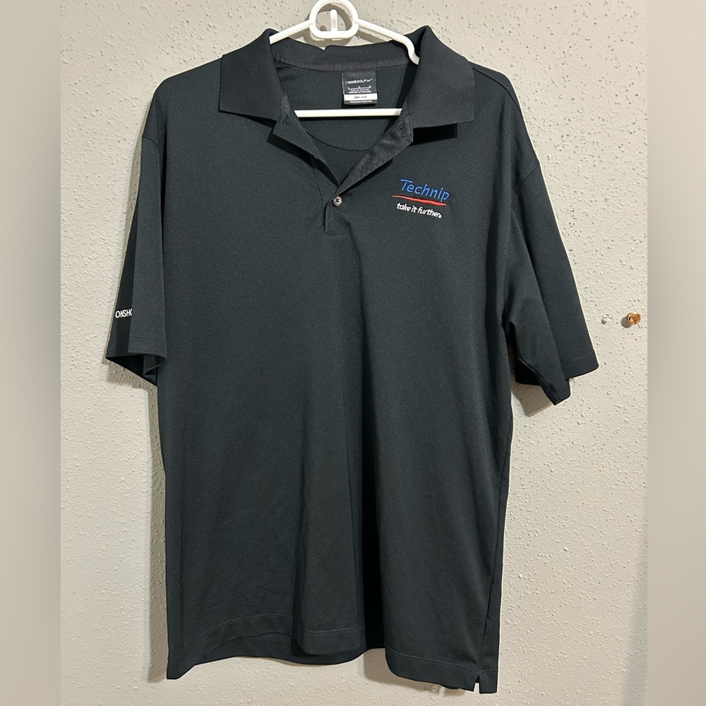 Nike Golf Black Polo Shirt with Technip Logo. Size Large.
